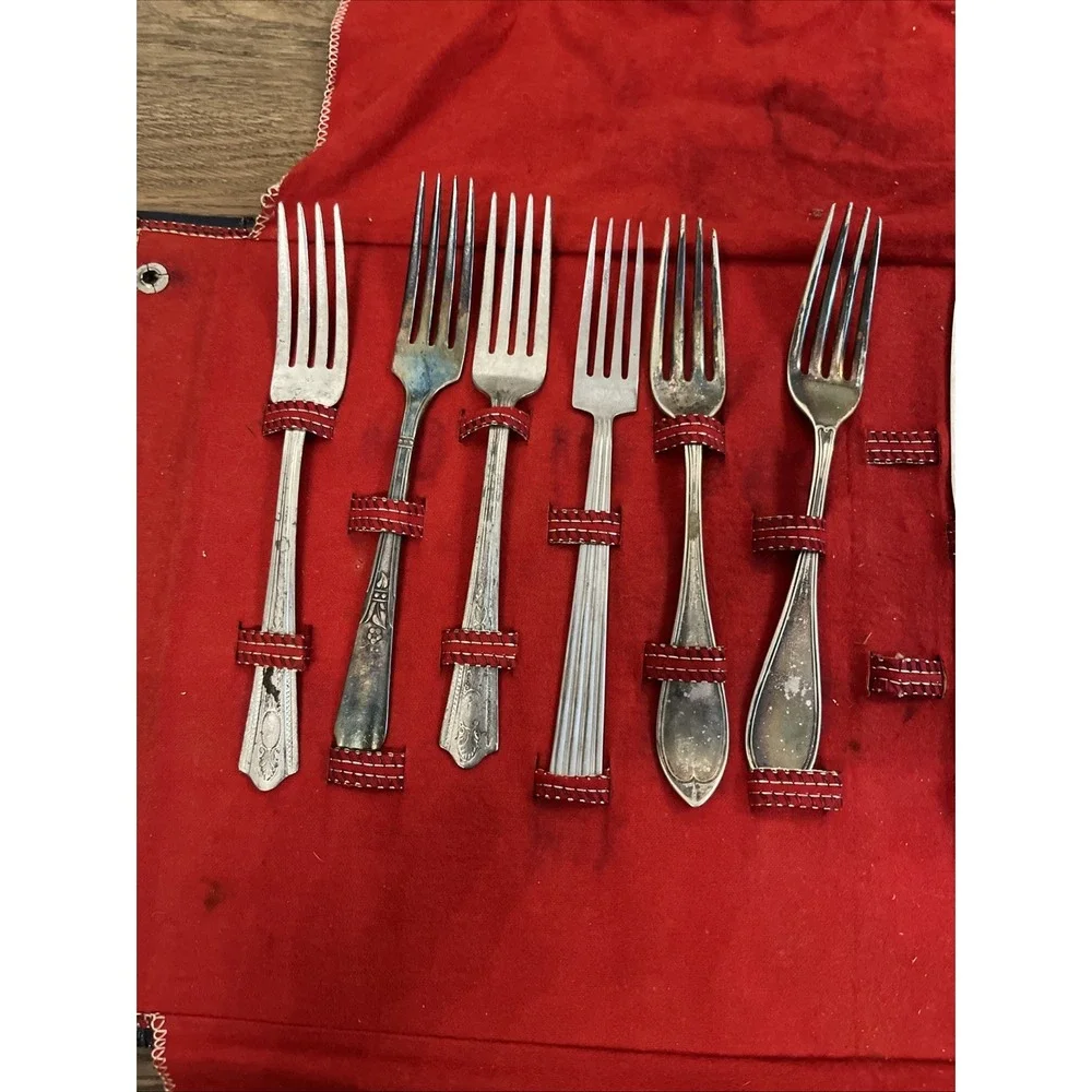 Antique Vintage Silverplate Flatware 16 Lot Oneida Rogers 1800s 1900s With Case